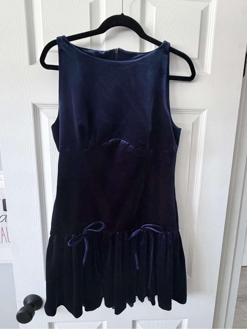 Zara Navy Velvet Sleeveless Drop-Waist Dress